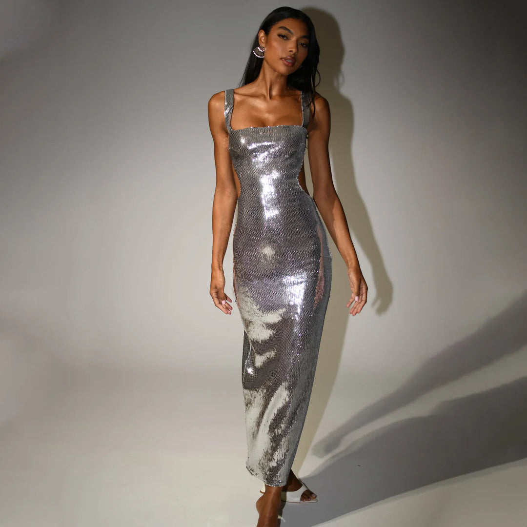 Shay Sequin Cut Out Maxi Dress