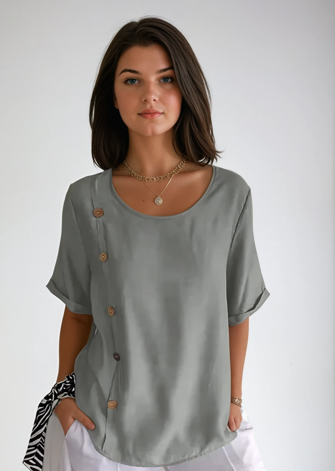 Mila | Button-Accent Blouse