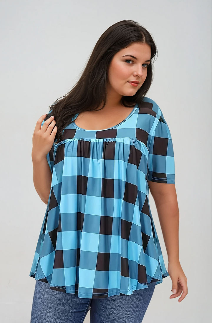 COURTNEY™ |  Delilah Plaid Swing Top