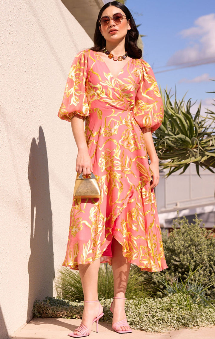 PEACH FACED WRAP DRESS